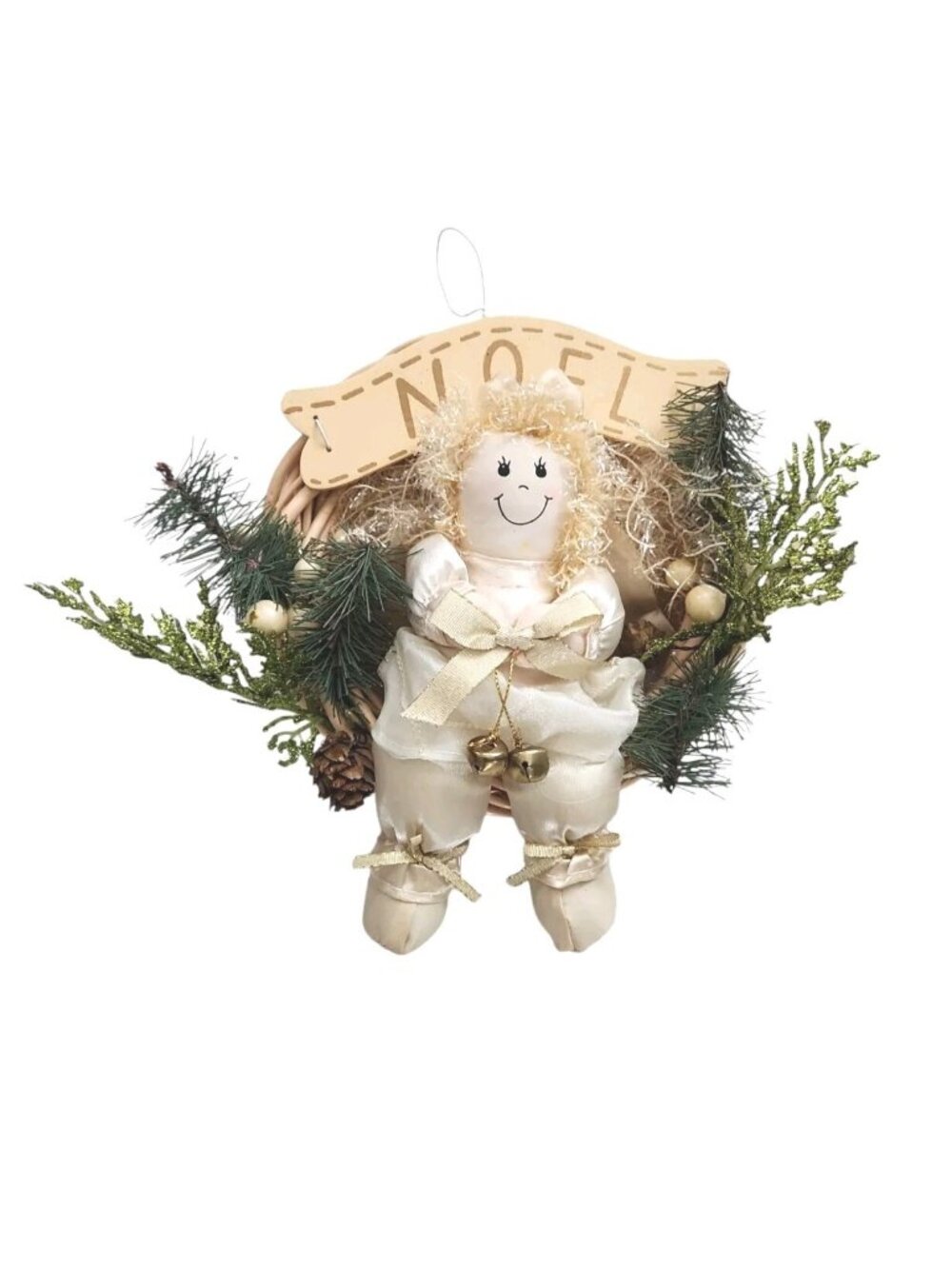 Angel Plush Doll Christmas Noel Wreath Sign Holiday Decor Handmade Decor
